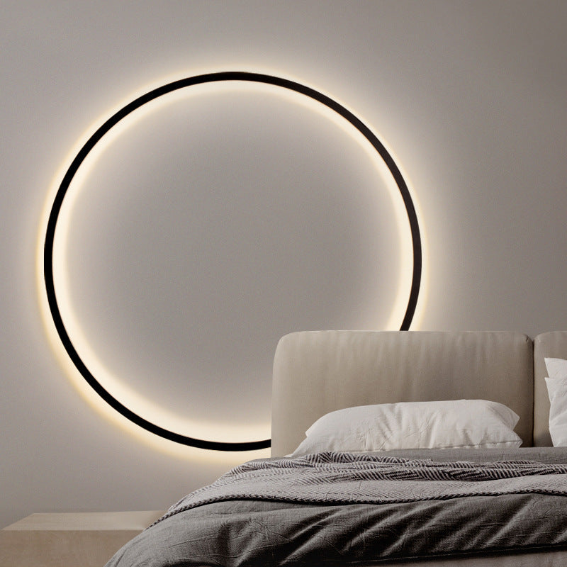 Modern Round LED Wall Sconce | Minimalist Circle Light for Dining Room Bar | USB Powered Ambient Lighting | Iron Acrylic Ring Design | Thomler