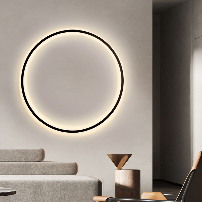 Modern Round LED Wall Sconce | Minimalist Circle Light for Dining Room Bar | USB Powered Ambient Lighting | Iron Acrylic Ring Design | Thomler