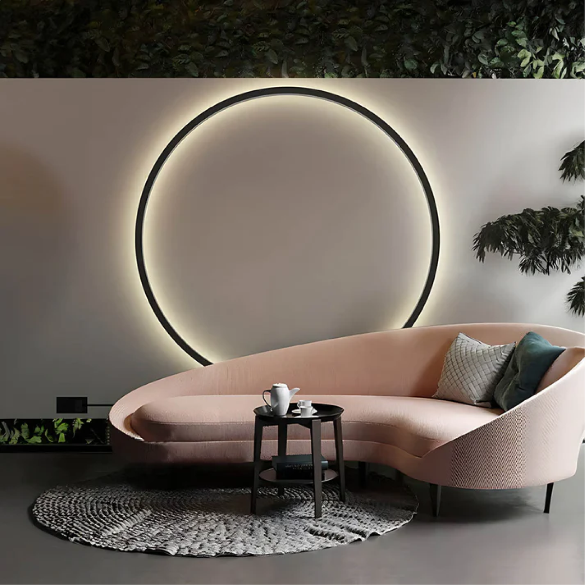 Modern Round LED Wall Sconce | Minimalist Circle Light for Dining Room Bar | USB Powered Ambient Lighting | Iron Acrylic Ring Design | Thomler