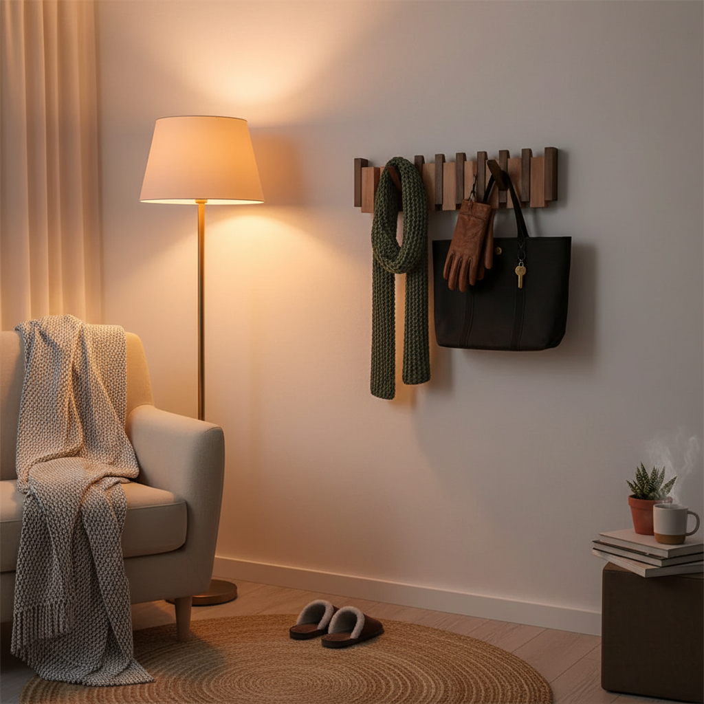 Wall-Mount Piano Key Coat Rack in Solid Wood for Entryway & Bedroom | Thomler