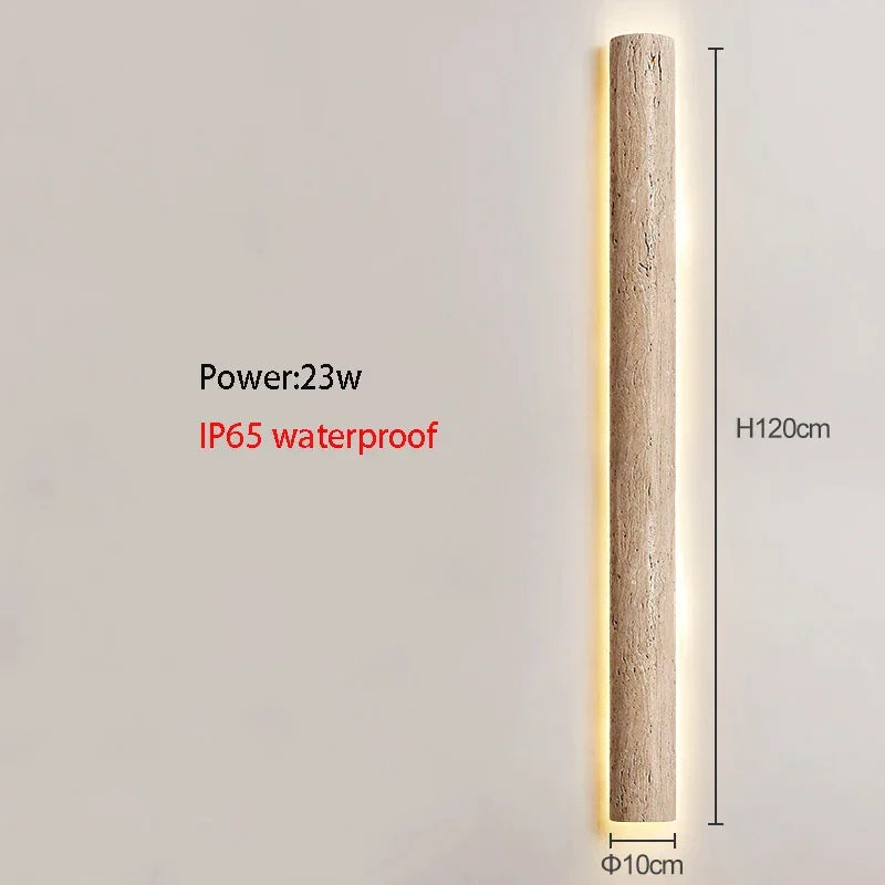 Wall Light Travertine Stone 13.8 in Indoor Bathroom Bedroom Minimalist LED Sconce Japandi Modern Corridor Lighting Fixture | Thomler
