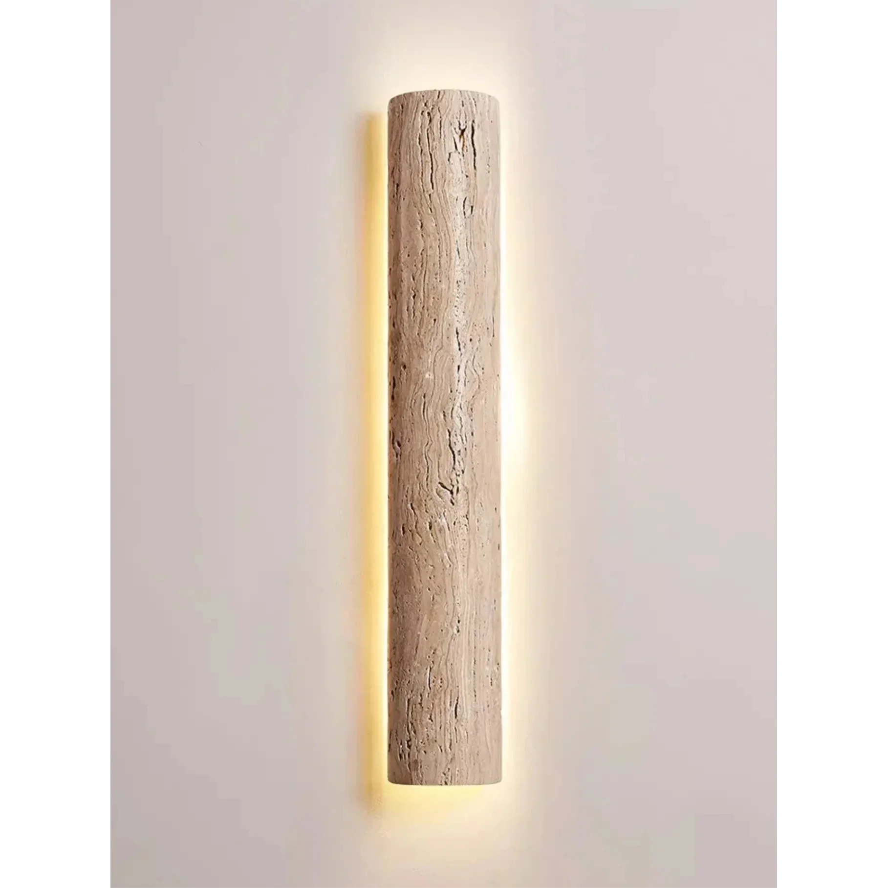 Wall Light Travertine Stone 13.8 in Indoor Bathroom Bedroom Minimalist LED Sconce Japandi Modern Corridor Lighting Fixture | Thomler