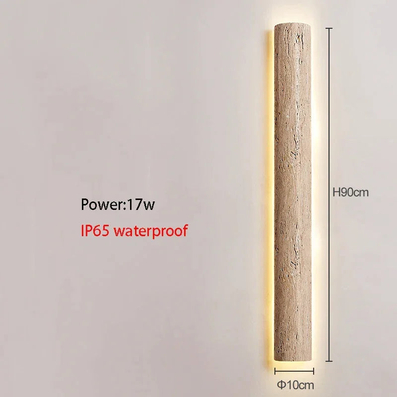 Wall Light Travertine Stone 13.8 in Indoor Bathroom Bedroom Minimalist LED Sconce Japandi Modern Corridor Lighting Fixture | Thomler