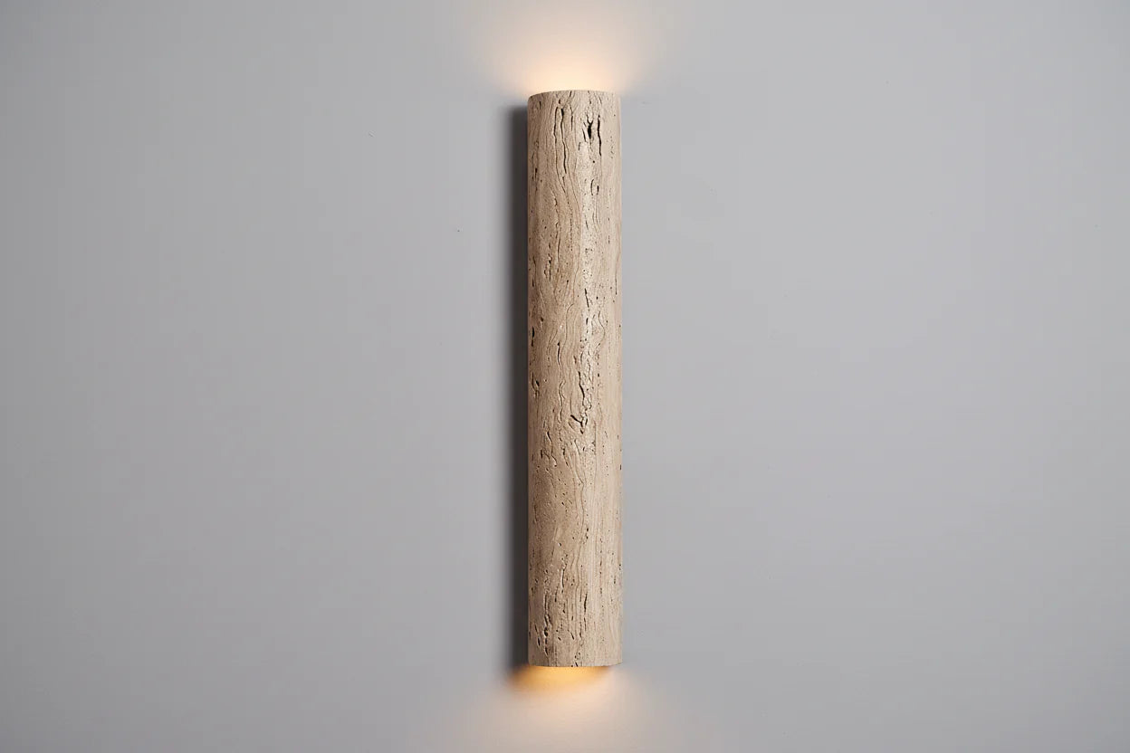 Wall Light Travertine Stone 13.8 in Indoor Bathroom Bedroom Minimalist LED Sconce Japandi Modern Corridor Lighting Fixture | Thomler