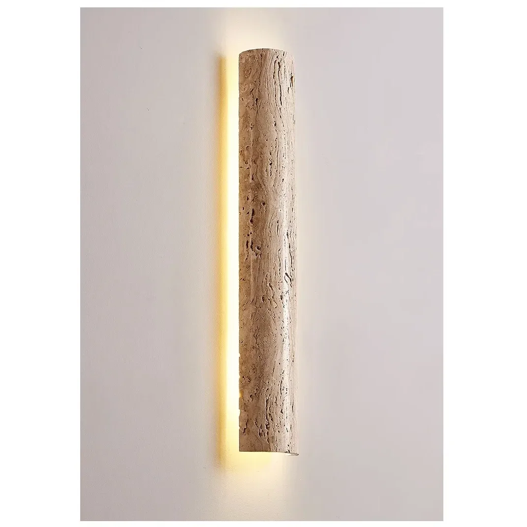 Wall Light Travertine Stone 13.8 in Indoor Bathroom Bedroom Minimalist LED Sconce Japandi Modern Corridor Lighting Fixture | Thomler