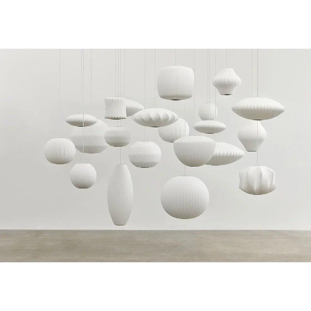 Pendant Light Silk Bubble Shade White Indoor Dining Room Living Space Hanging Ceiling Lamp | Thomler