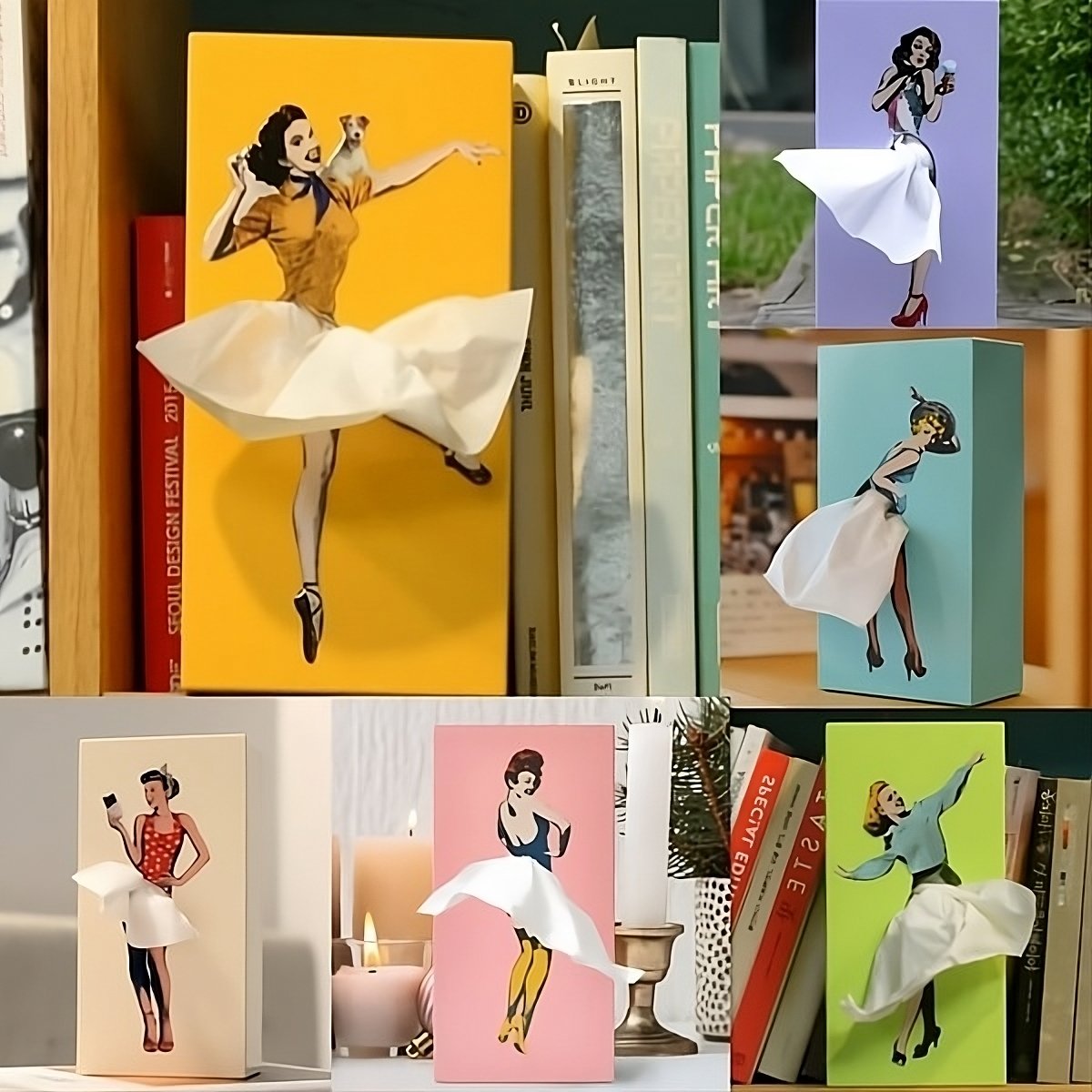 Novelty Figurine Tissue Holder with Flowing Dress Design for Countertops, Desks & Vanities – Decorative Facial Tissue Dispenser Statue | Thomler