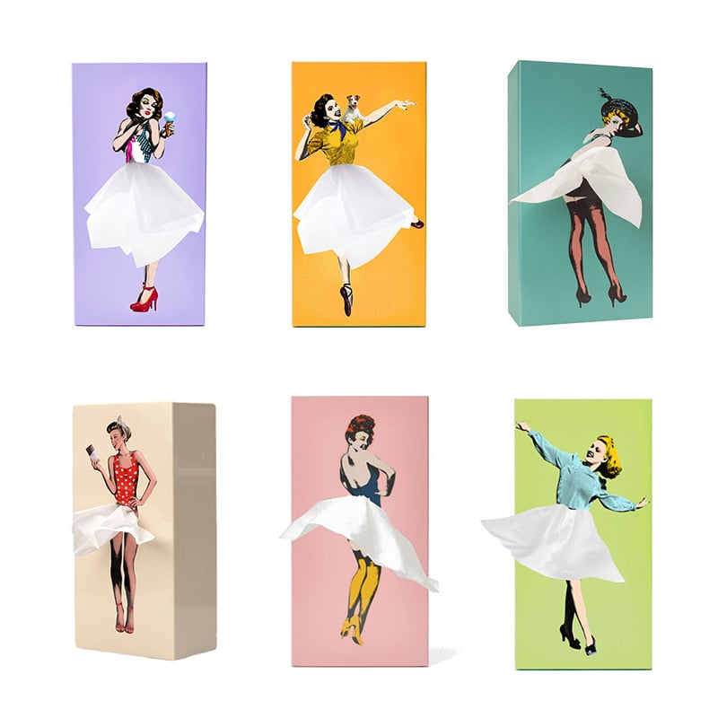 Novelty Figurine Tissue Holder with Flowing Dress Design for Countertops, Desks & Vanities – Decorative Facial Tissue Dispenser Statue | Thomler