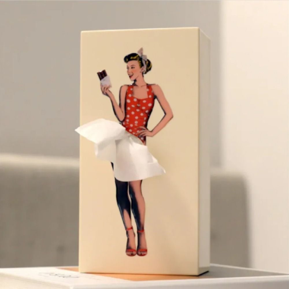Novelty Figurine Tissue Holder with Flowing Dress Design for Countertops, Desks & Vanities – Decorative Facial Tissue Dispenser Statue | Thomler