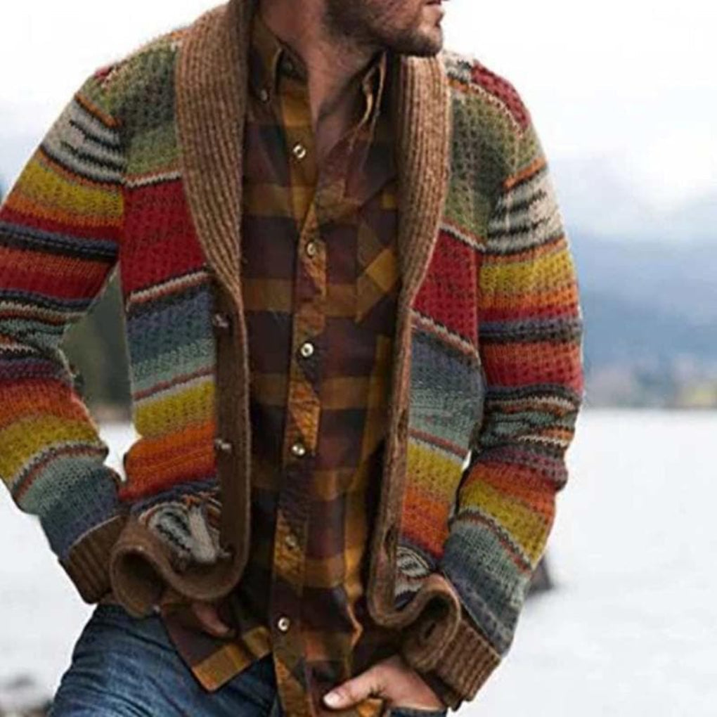 Shawl Collar Cardigan Sweater for Men – Open Front Knit Jacket with Ribbed Cuffs – Casual Layering Piece for Cool Weather | Thomler