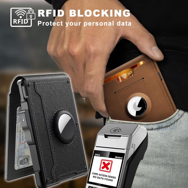 Compact RFID-Blocking Wallet with Pop-Up Card Holder & Money Clip for Men & Women – Slim Aluminum & Leather Bifold Design | Thomler