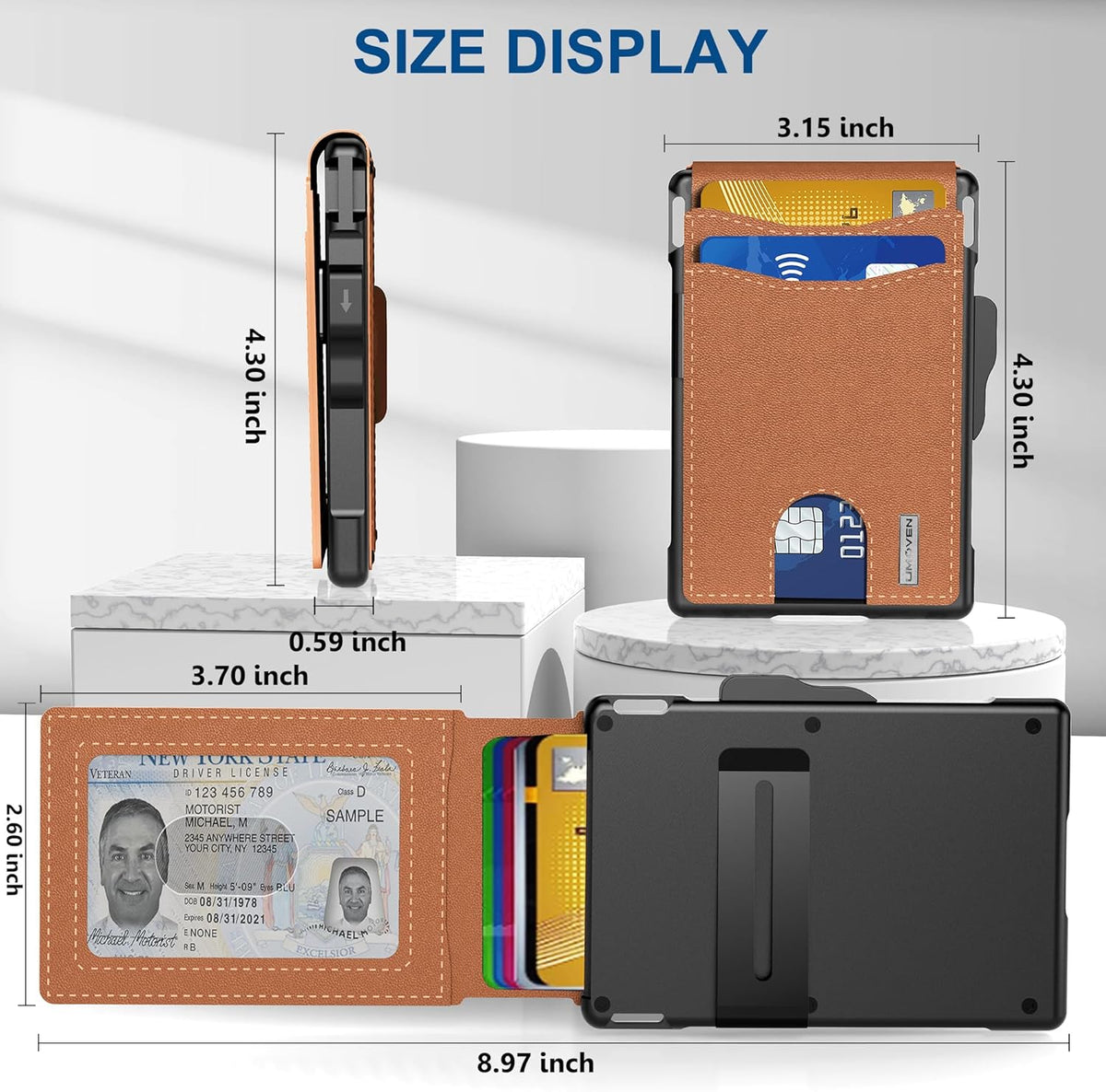 Compact RFID-Blocking Wallet with Pop-Up Card Holder & Money Clip for Men & Women – Slim Aluminum & Leather Bifold Design | Thomler