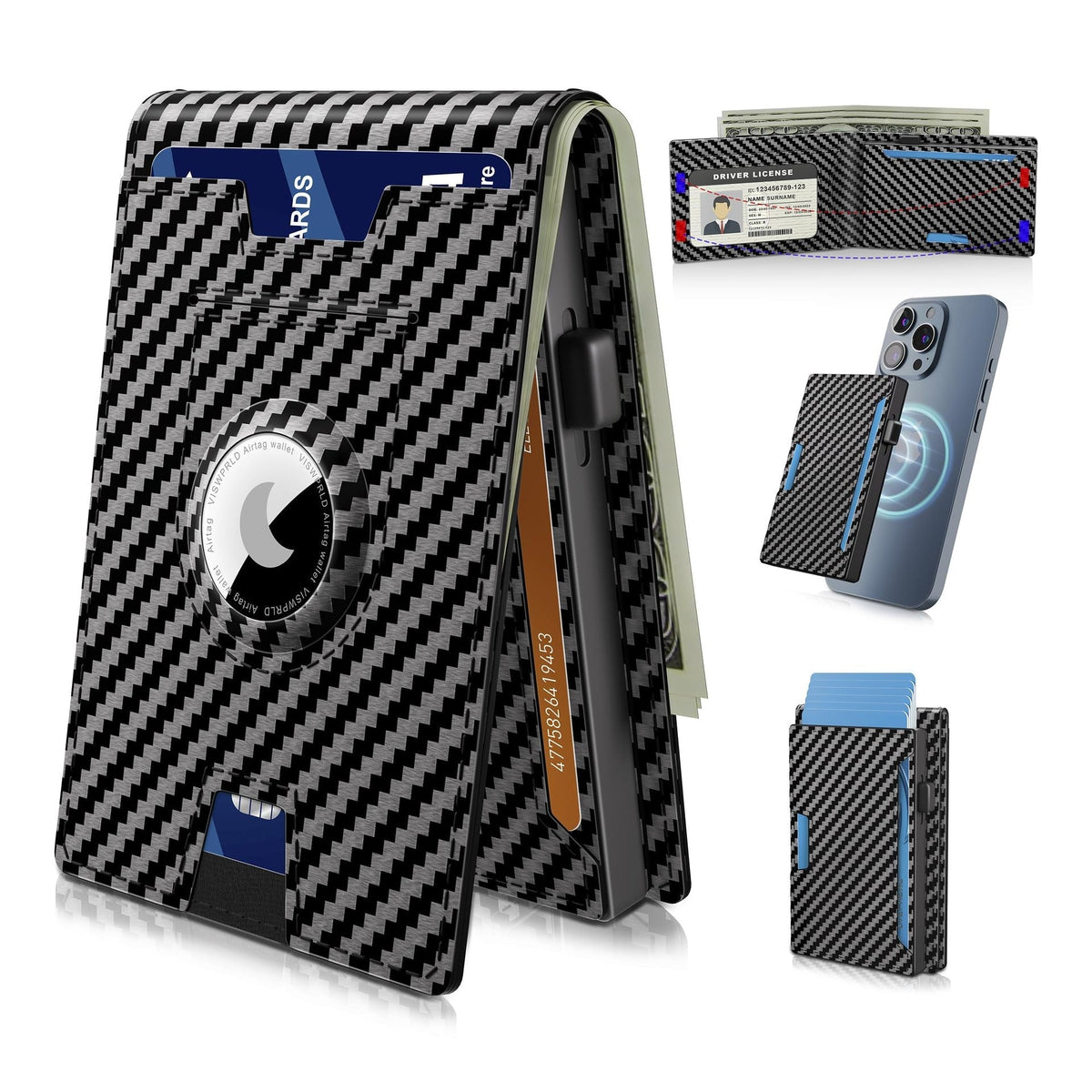 Compact RFID-Blocking Wallet with Pop-Up Card Holder & Money Clip for Men & Women – Slim Aluminum & Leather Bifold Design | Thomler