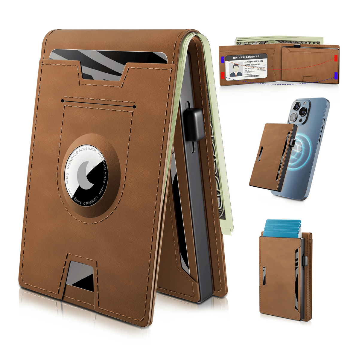 Compact RFID-Blocking Wallet with Pop-Up Card Holder & Money Clip for Men & Women – Slim Aluminum & Leather Bifold Design | Thomler