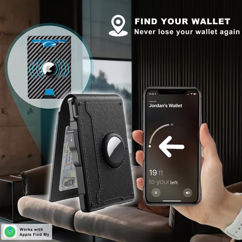 Compact RFID-Blocking Wallet with Pop-Up Card Holder & Money Clip for Men & Women – Slim Aluminum & Leather Bifold Design | Thomler