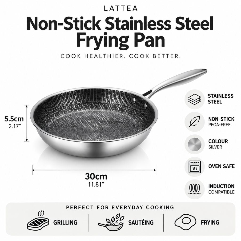 12-Inch Honeycomb Textured Skillet with Cool-Touch Handle for Induction Gas Electric Stovetops | Thomler