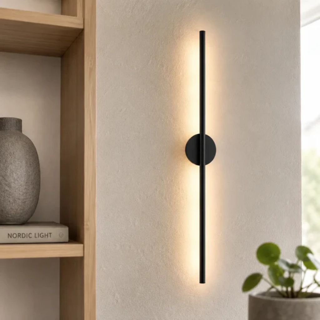 Elongated LED Wall Light Strip Black Aluminum Hardwired Sconce for Bedroom Living Room TV Accent Modern Minimalist | Thomler