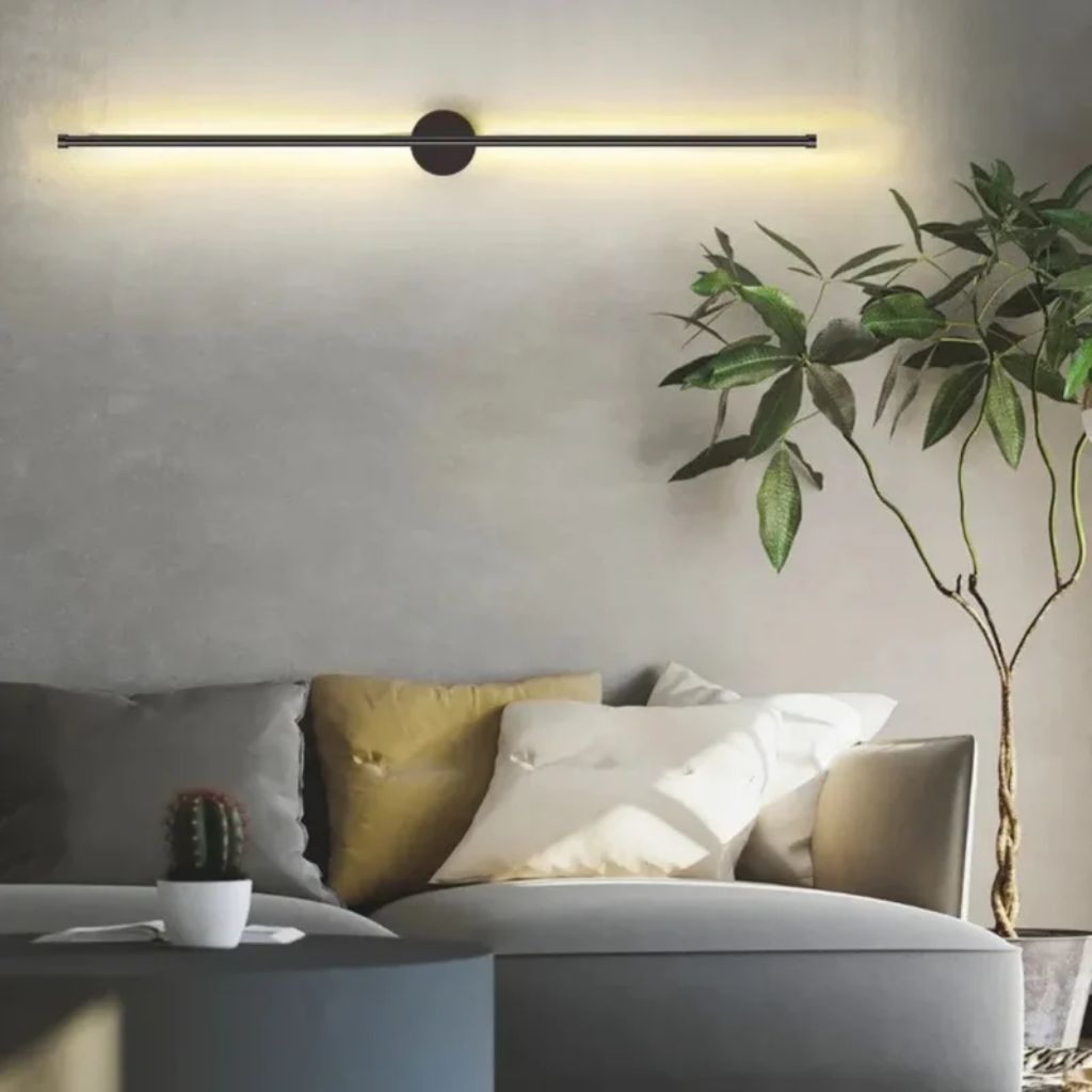 Elongated LED Wall Light Strip Black Aluminum Hardwired Sconce for Bedroom Living Room TV Accent Modern Minimalist | Thomler