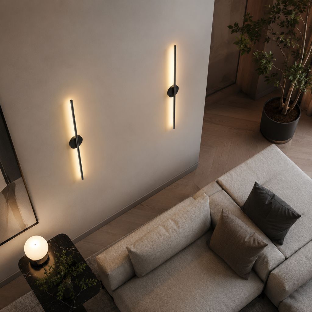 Elongated LED Wall Light Strip Black Aluminum Hardwired Sconce for Bedroom Living Room TV Accent Modern Minimalist | Thomler