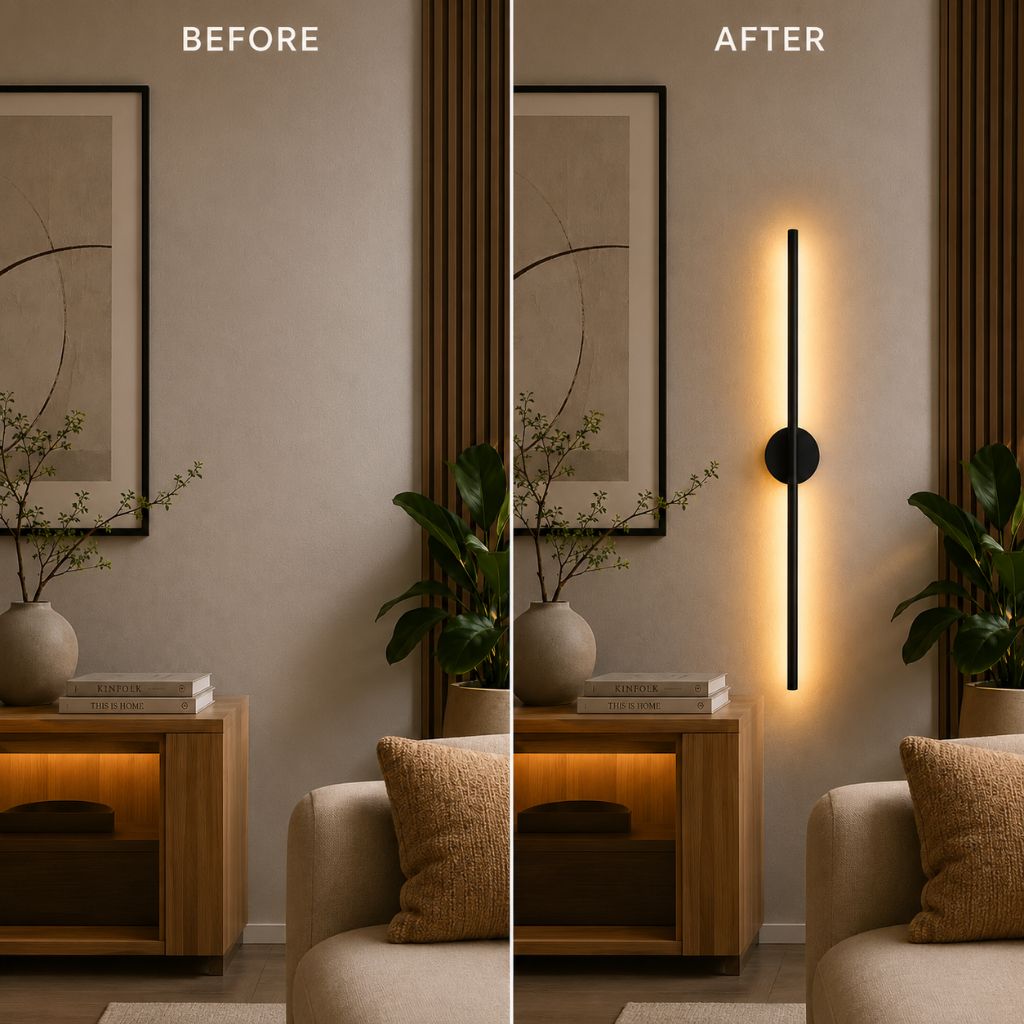 Elongated LED Wall Light Strip Black Aluminum Hardwired Sconce for Bedroom Living Room TV Accent Modern Minimalist | Thomler