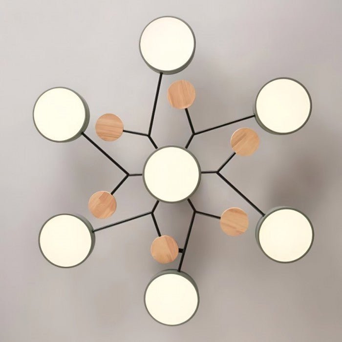 Branched Disc LED Ceiling Light with Wood Accents – Modern Scandinavian Design for Living Room, Bedroom & Dining | Thomler