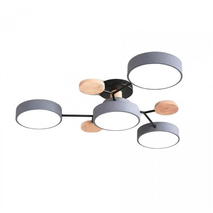 Branched Disc LED Ceiling Light with Wood Accents – Modern Scandinavian Design for Living Room, Bedroom & Dining | Thomler