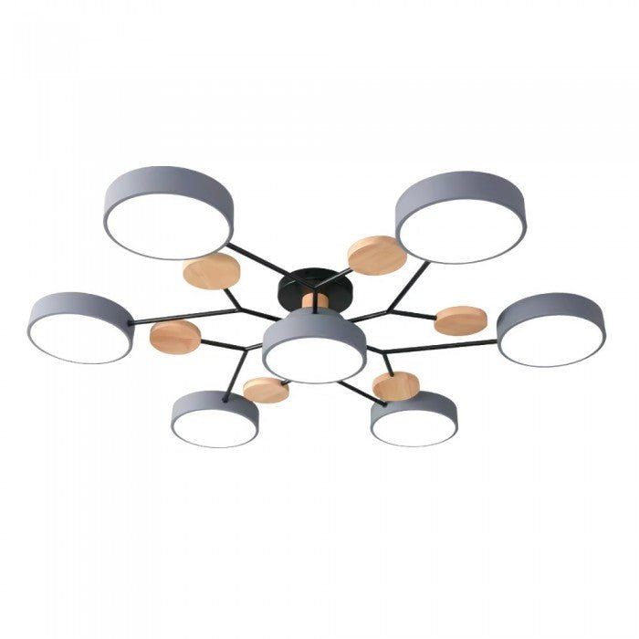 Branched Disc LED Ceiling Light with Wood Accents – Modern Scandinavian Design for Living Room, Bedroom & Dining | Thomler