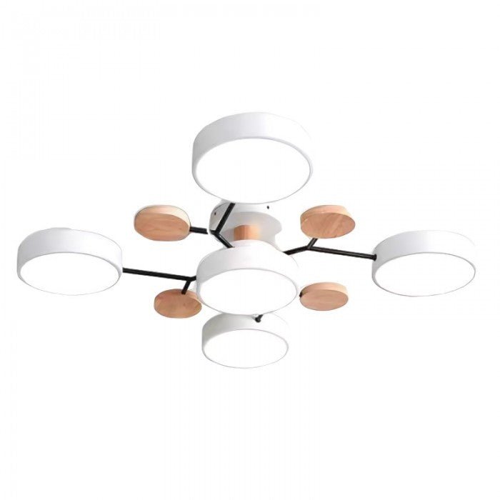 Branched Disc LED Ceiling Light with Wood Accents – Modern Scandinavian Design for Living Room, Bedroom & Dining | Thomler