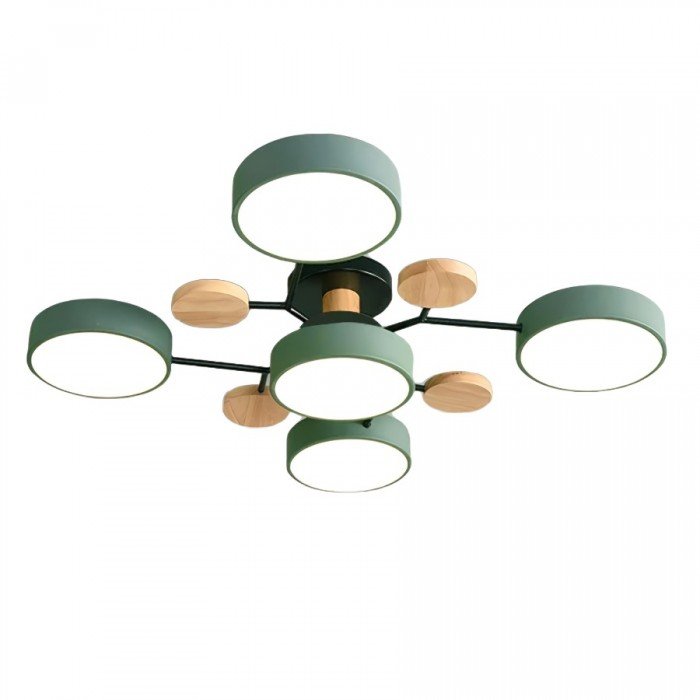 Branched Disc LED Ceiling Light with Wood Accents – Modern Scandinavian Design for Living Room, Bedroom & Dining | Thomler