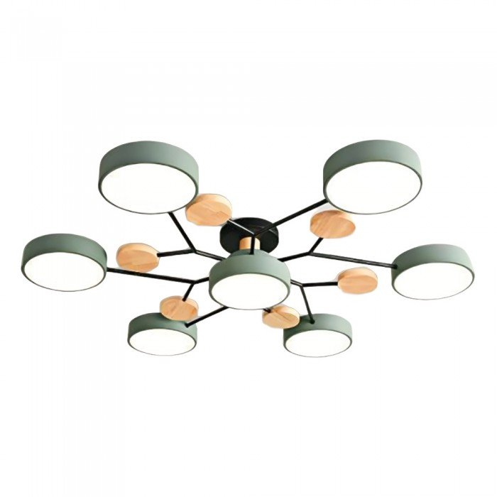 Branched Disc LED Ceiling Light with Wood Accents – Modern Scandinavian Design for Living Room, Bedroom & Dining | Thomler