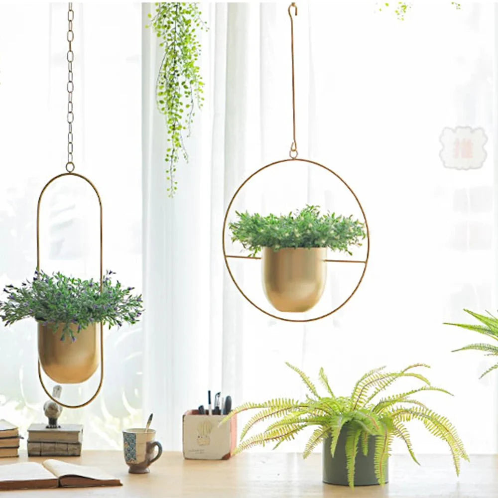 Hanging Plant Pot Iron 8 in Indoor Outdoor Modern Decor Floating Style Minimalist Planter | Thomler