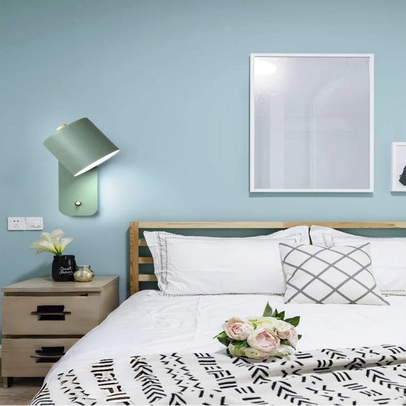 Adjustable Wall Light with Rotating Shade & Integrated Switch – Wood & Metal Fixture for Bedroom, Hallway, Reading | Thomler
