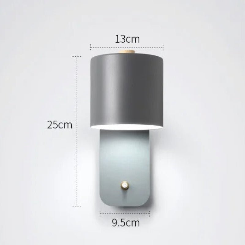 Adjustable Wall Light with Rotating Shade & Integrated Switch – Wood & Metal Fixture for Bedroom, Hallway, Reading | Thomler