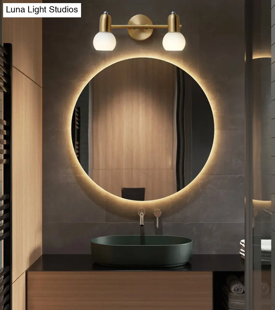 Brass Bathroom Vanity Light Fixture with Glass Shades – Downward Wall Sconce for Powder Room, Hallway & Mirror Lighting | Thomler