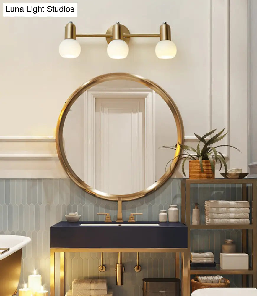 Brass Bathroom Vanity Light Fixture with Glass Shades – Downward Wall Sconce for Powder Room, Hallway & Mirror Lighting | Thomler