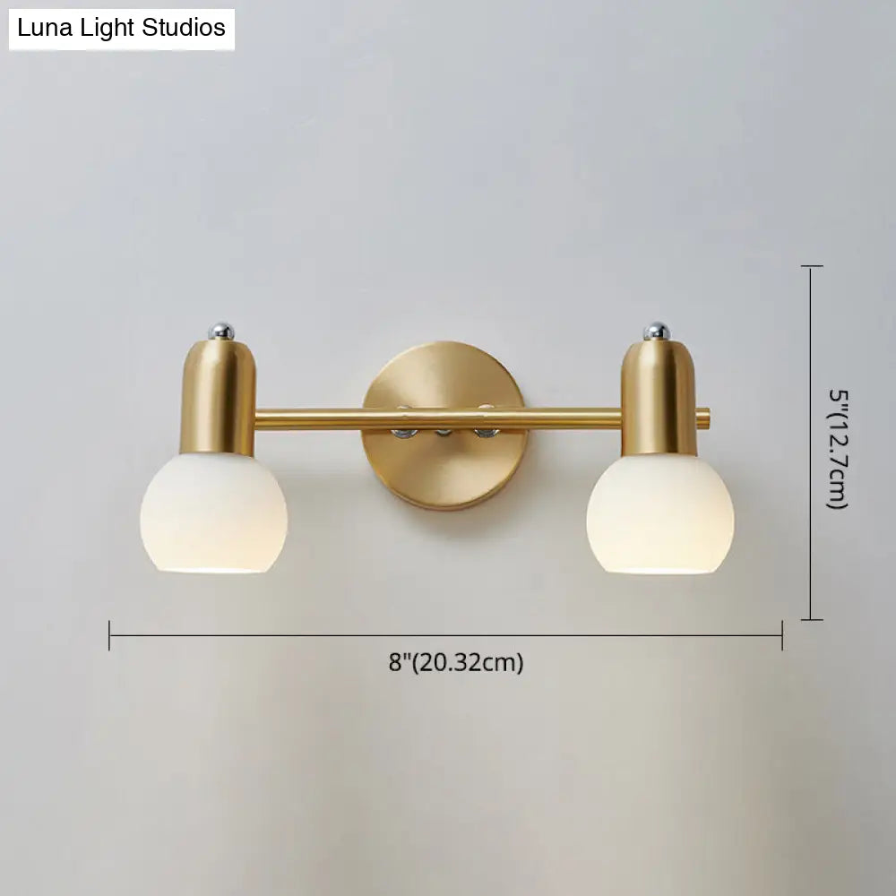Brass Bathroom Vanity Light Fixture with Glass Shades – Downward Wall Sconce for Powder Room, Hallway & Mirror Lighting | Thomler