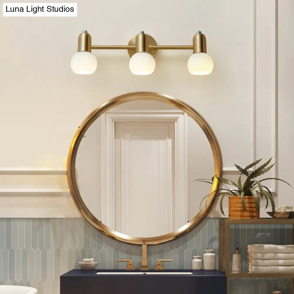 Brass Bathroom Vanity Light Fixture with Glass Shades – Downward Wall Sconce for Powder Room, Hallway & Mirror Lighting | Thomler