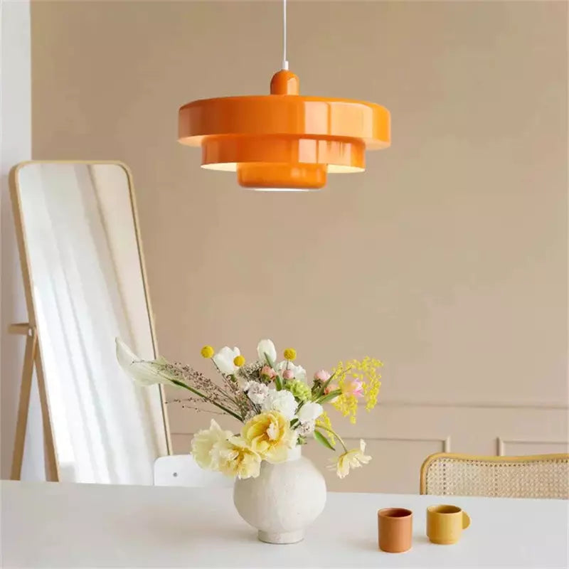 Pendant Light Iron 35.0 cm Orange Gold Black Dining Room Bauhaus Mid Century Industrial Hanging Ceiling Lamp | Thomler