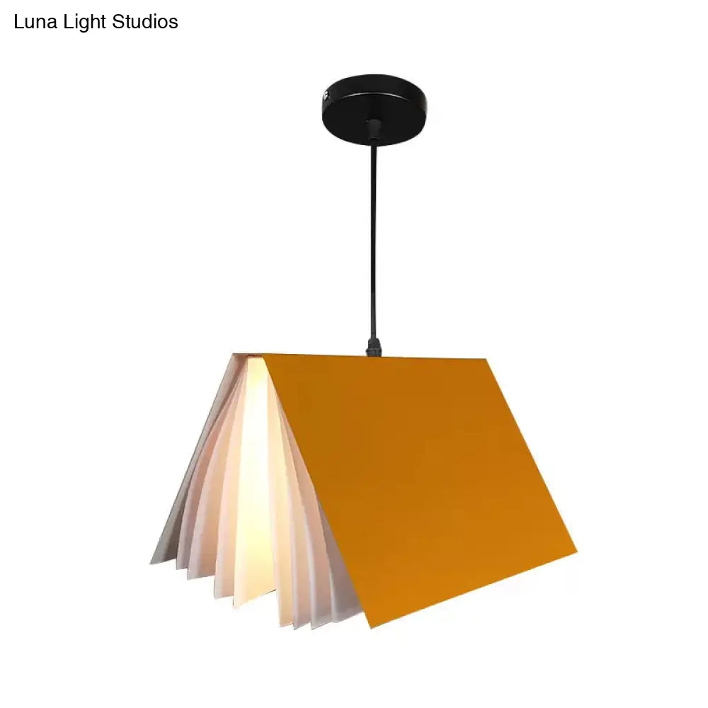 Book-Shaped Ceiling Pendant Light, LED Compatible Hanging Fixture for Kitchen Island, Dining Room and Bedroom, Plastic Shade with Round | Thomler
