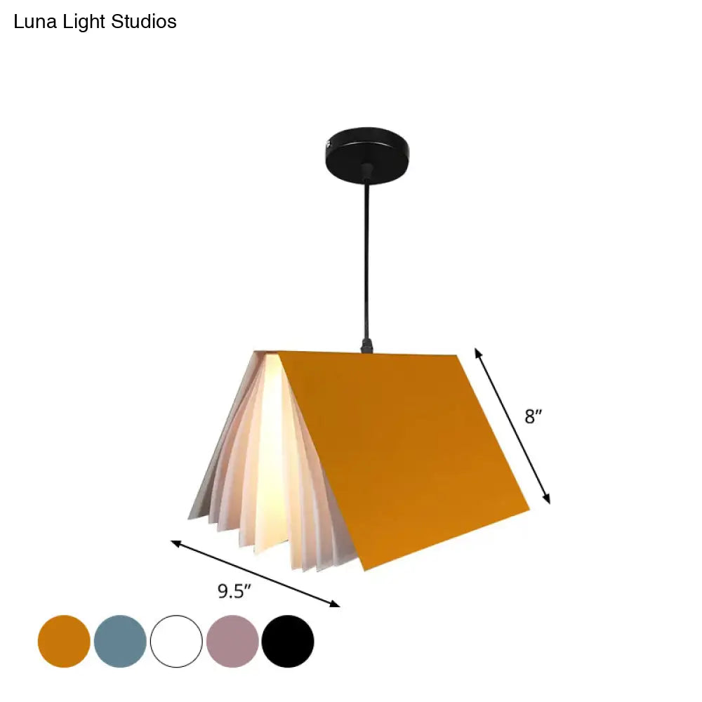 Book-Shaped Ceiling Pendant Light, LED Compatible Hanging Fixture for Kitchen Island, Dining Room and Bedroom, Plastic Shade with Round | Thomler