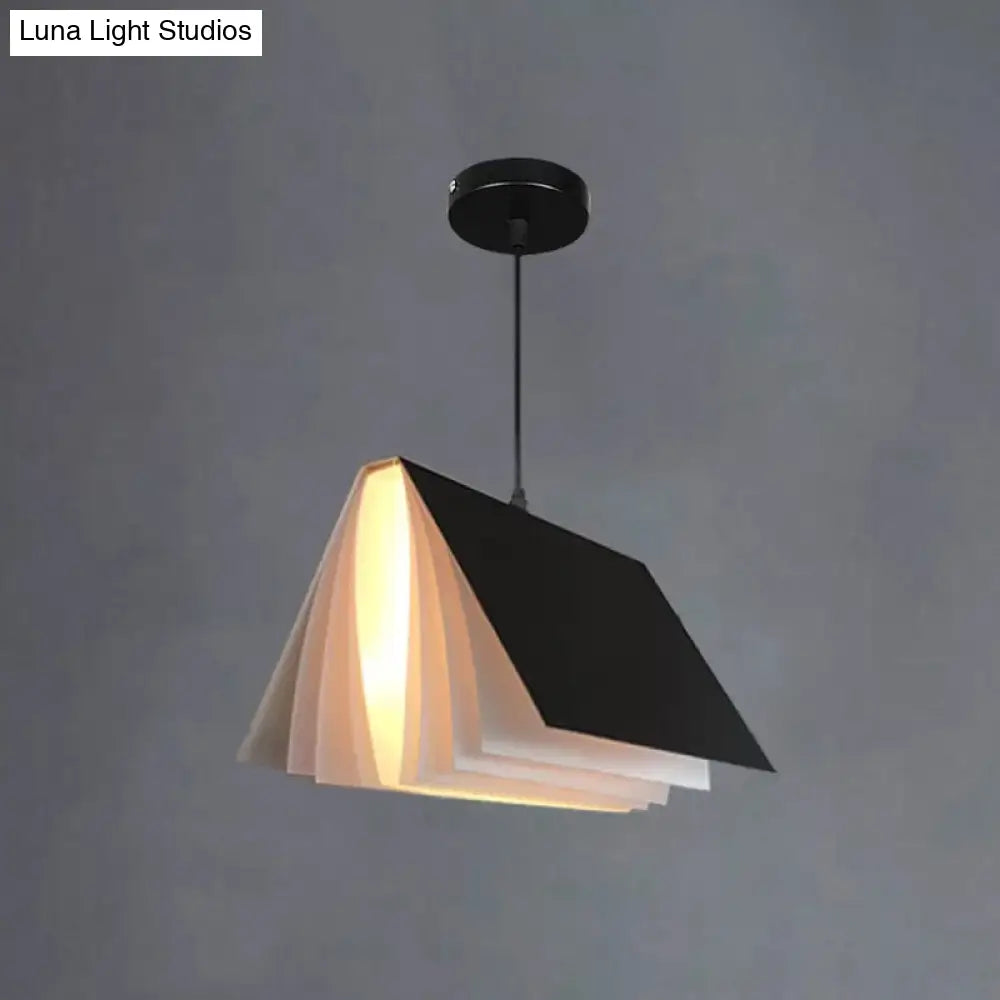 Book-Shaped Ceiling Pendant Light, LED Compatible Hanging Fixture for Kitchen Island, Dining Room and Bedroom, Plastic Shade with Round | Thomler