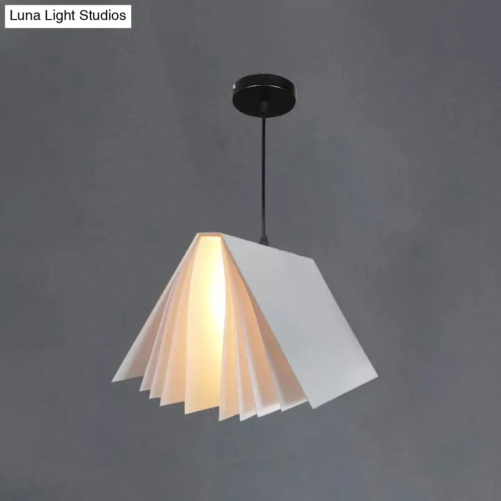 Book-Shaped Ceiling Pendant Light, LED Compatible Hanging Fixture for Kitchen Island, Dining Room and Bedroom, Plastic Shade with Round | Thomler