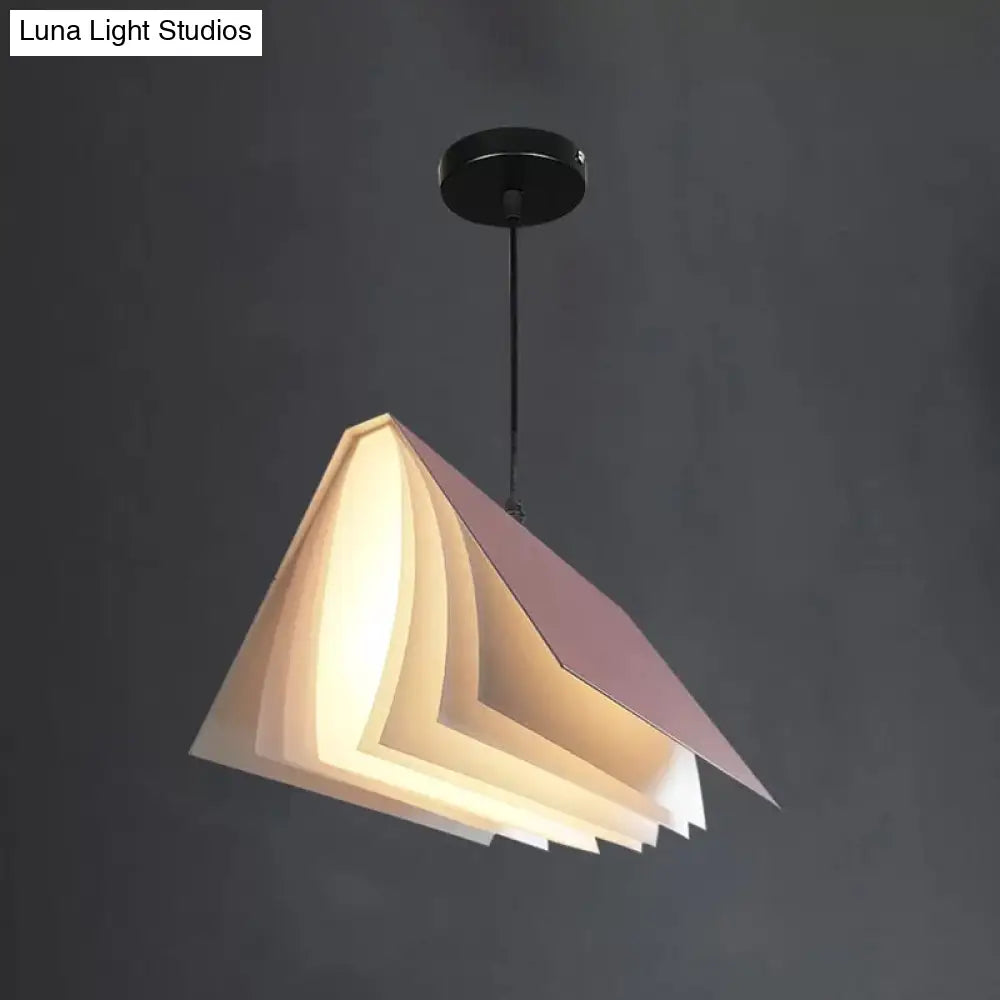 Book-Shaped Ceiling Pendant Light, LED Compatible Hanging Fixture for Kitchen Island, Dining Room and Bedroom, Plastic Shade with Round | Thomler