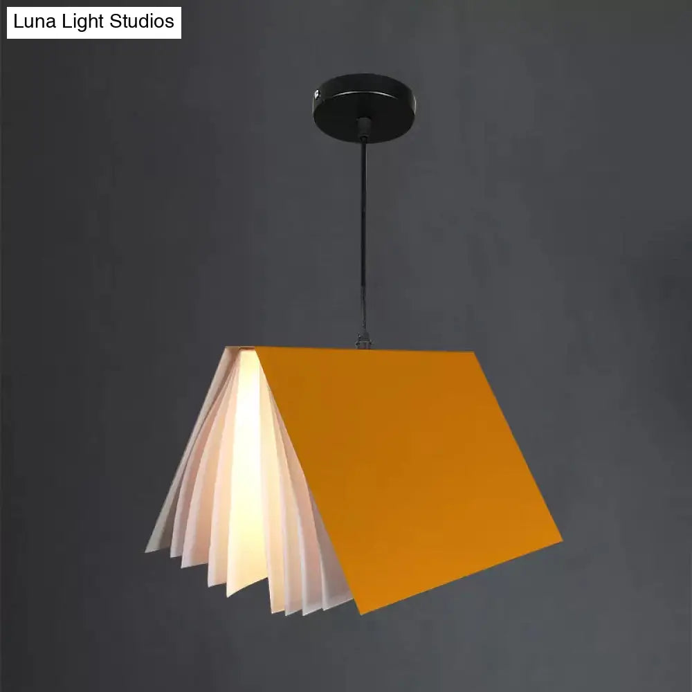 Book-Shaped Ceiling Pendant Light, LED Compatible Hanging Fixture for Kitchen Island, Dining Room and Bedroom, Plastic Shade with Round | Thomler