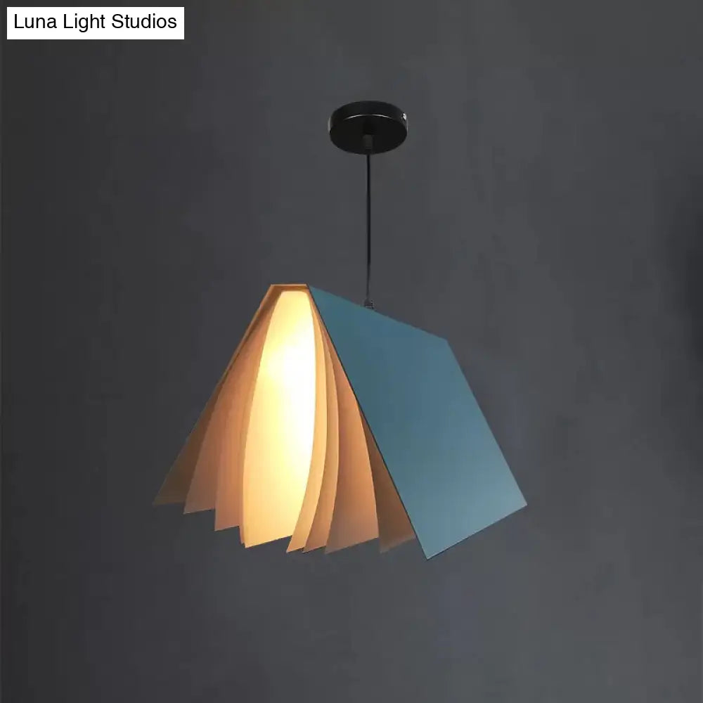 Book-Shaped Ceiling Pendant Light, LED Compatible Hanging Fixture for Kitchen Island, Dining Room and Bedroom, Plastic Shade with Round | Thomler