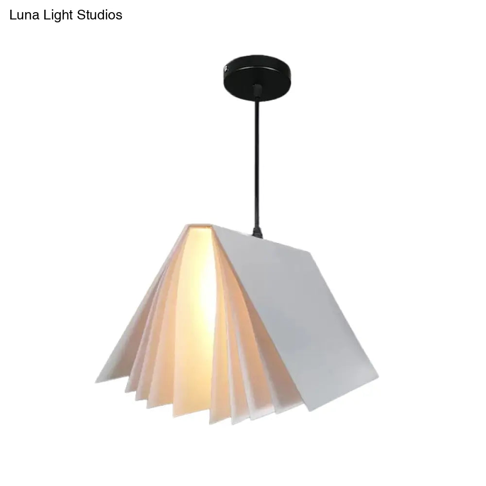 Book-Shaped Ceiling Pendant Light, LED Compatible Hanging Fixture for Kitchen Island, Dining Room and Bedroom, Plastic Shade with Round | Thomler