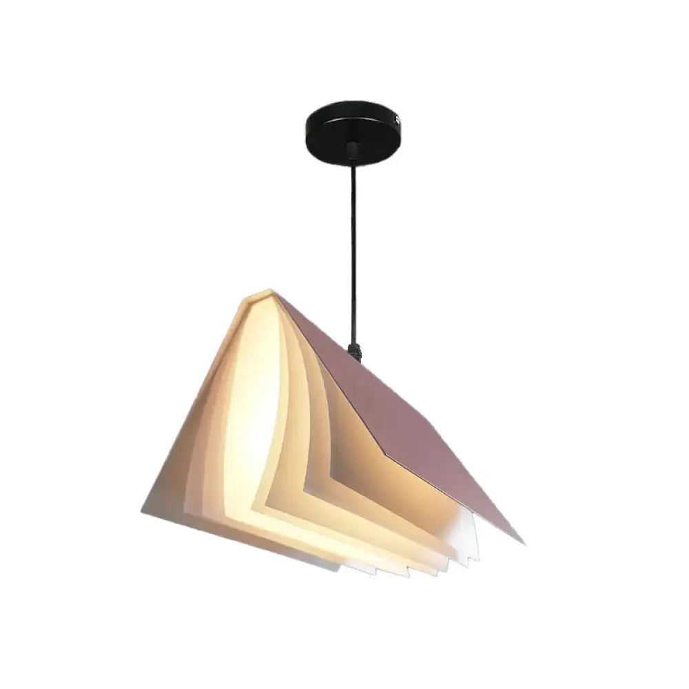 Book-Shaped Ceiling Pendant Light, LED Compatible Hanging Fixture for Kitchen Island, Dining Room and Bedroom, Plastic Shade with Round | Thomler