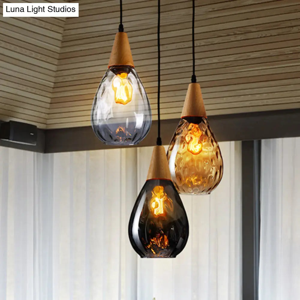 Teardrop Glass Pendant Light Modern Hanging Ceiling Fixture for Dining Room & Kitchen | Single Light E26 Socket | Adjustable 47" Cord | Thomler