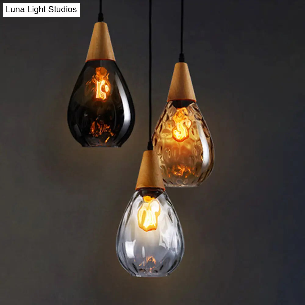 Teardrop Glass Pendant Light Modern Hanging Ceiling Fixture for Dining Room & Kitchen | Single Light E26 Socket | Adjustable 47" Cord | Thomler