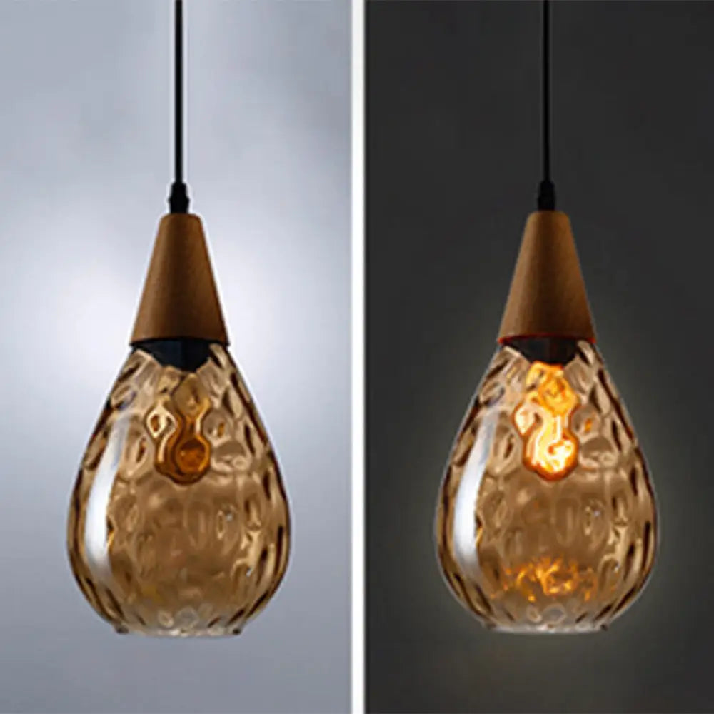 Teardrop Glass Pendant Light Modern Hanging Ceiling Fixture for Dining Room & Kitchen | Single Light E26 Socket | Adjustable 47" Cord | Thomler